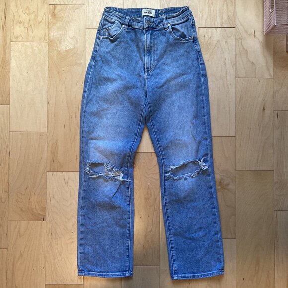 ROLLA'S Denim - Rollas Jeans 28 AU 10 Blue Original High Rise Straight Distressed Denim Stretch